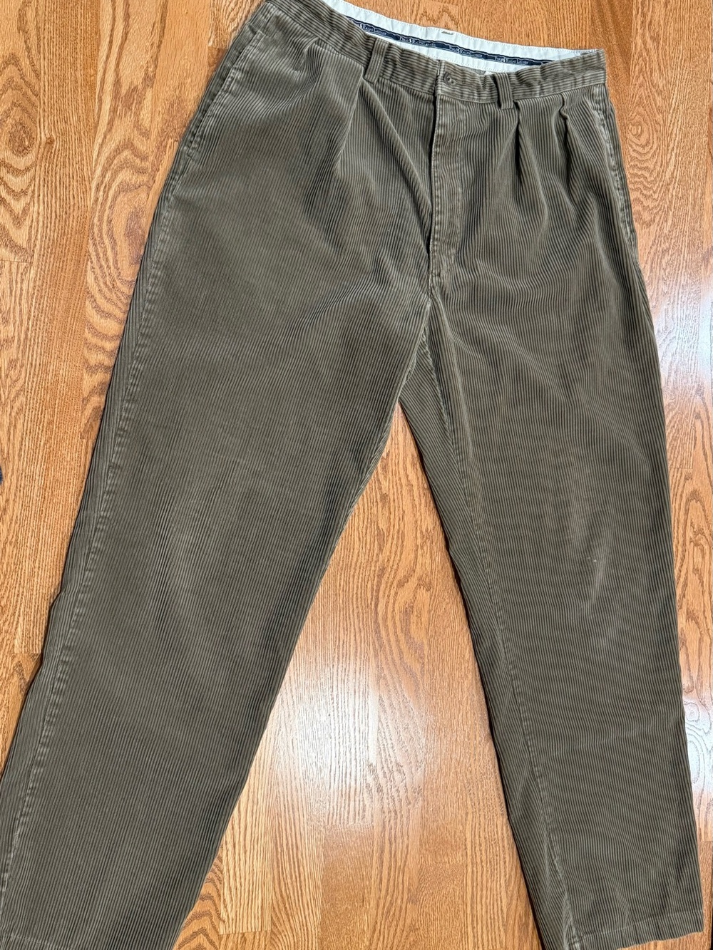 Vintage Polo Ralph Lauren Corduroy Pants Sz 34x32 Olive Pleated